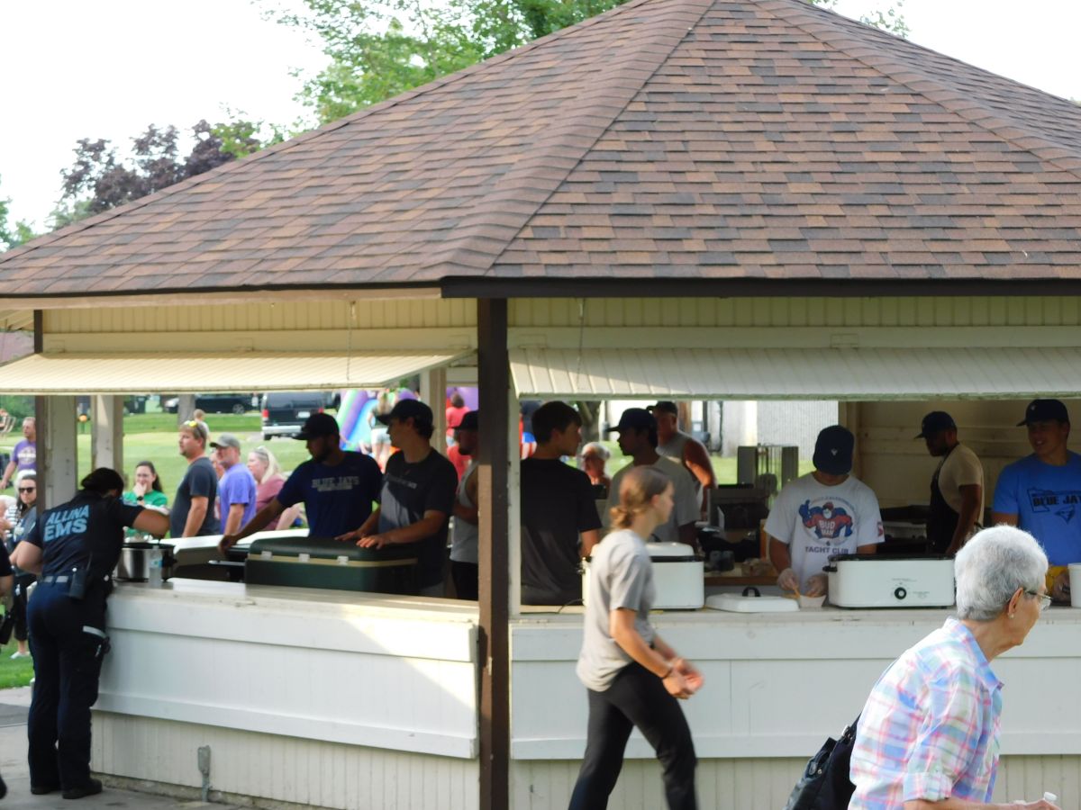 Men serving food